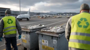 Zwei Airport Mitarbeiter entsorgen internationalen Abfall